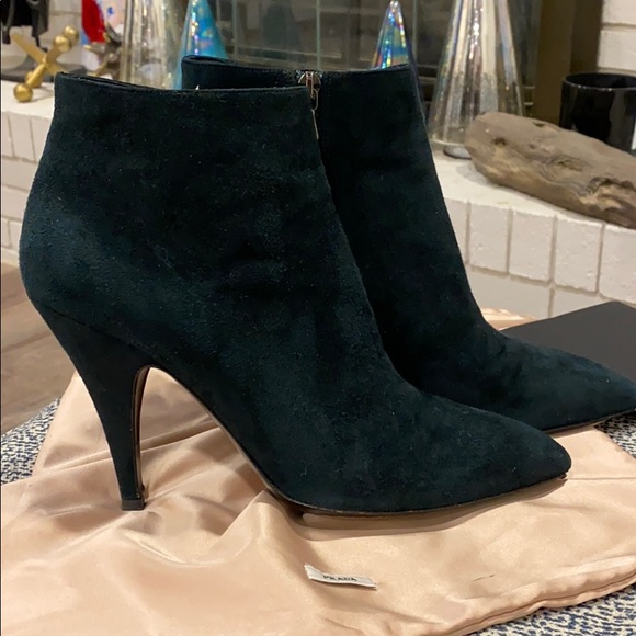 Prada Shoes - Prada Deep Green Suede Boots, so 39, EUC